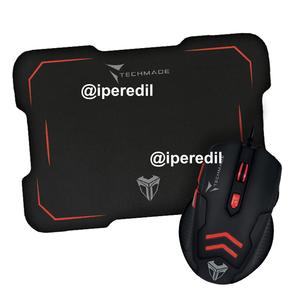 TECHMADE MOUSE GAMING CON PAD USB LED LIGHT NERO/ROSSO TM-M016-RED - 300004621