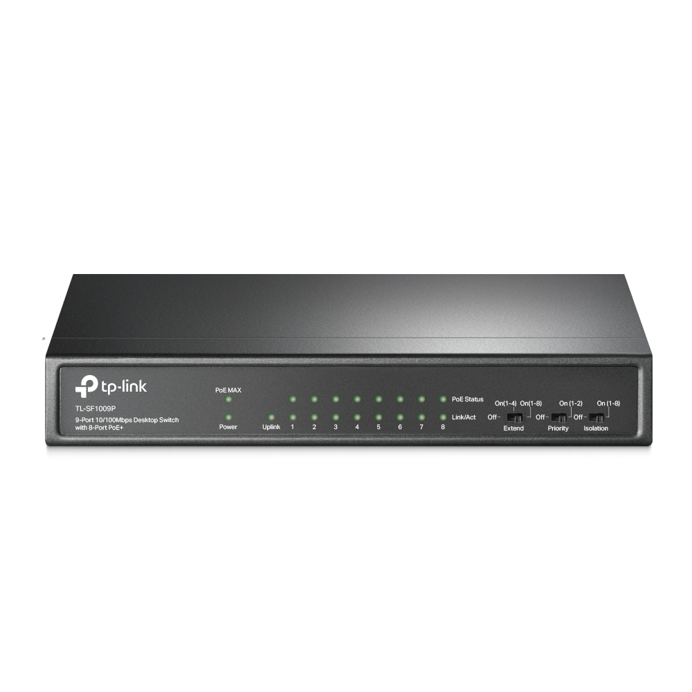 TPLINK HUB SWITCH 9 PORTE CON 8PORTE POE 10/100 TL-SF1009P
