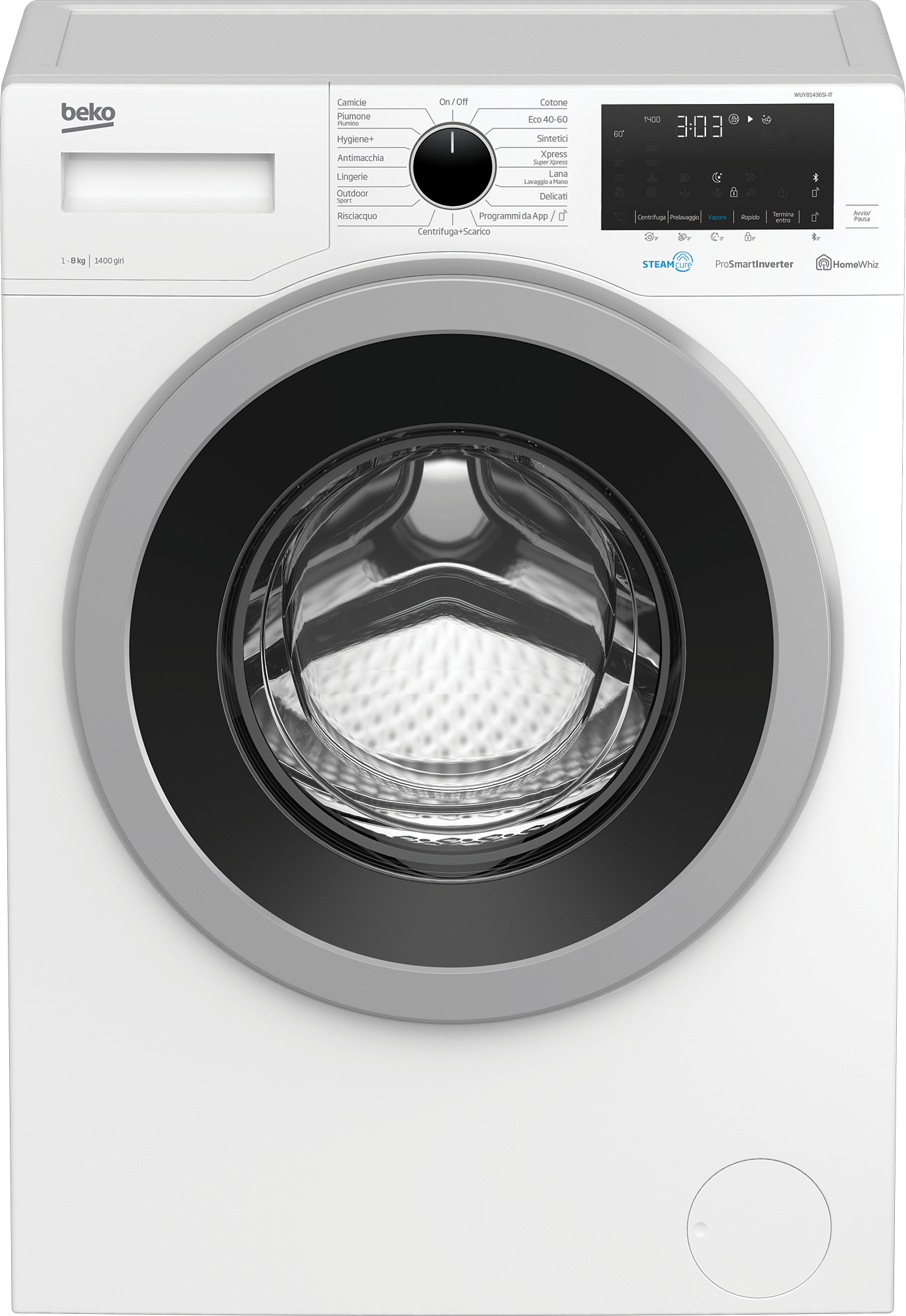 BEKO LAVATRICE 8KG STEAMCURE C INVERTER VAPORE 1400GIRI WUY81436SI-IT