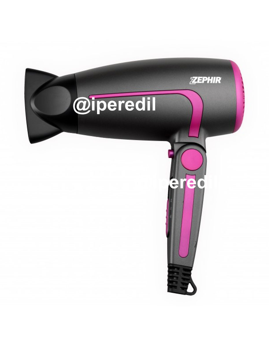 ZEPHIR ASCIUGACAPELLI CON MANICO PIEGHEVOLE 1600W GRIGIO/FUCSIA ZHB1600