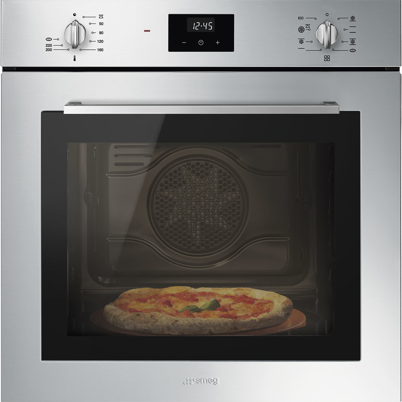 SMEG FORNO INCASSO TERMOVENTIL.2MAN.DISPLAY 65LT 60CM INOX SF6400PZX