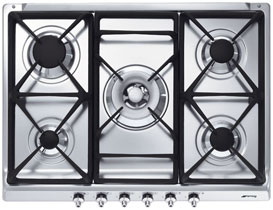 SMEG PIANO COTTURA INCASSO GAS 5 ZONE 70/75CM INOX SE70SGH-5 - 300005552