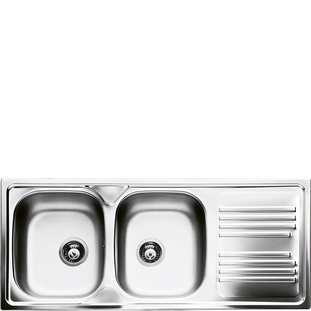 SMEG LAVELLO INOX DUE VASCHE GOCCIOLATOIO A DESTRA LYP116D