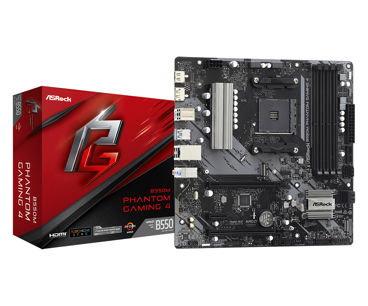 ASROCK MB AM4 B550M PHANTOM GAMING 4 4xDDR4 4xSATA M.2 RAID HDMI/DP