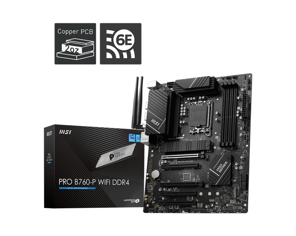 MSI MB 1200 12/13° GEN. PRO B760-P WIFI 4xDDR4 4xSATA M.2 HDMI/DP