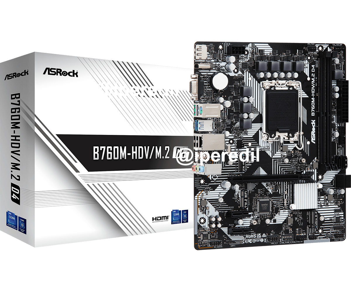 ASROCK MB 1700 12/13°GEN. B760M-HDV/M.2 2xDDR5 4xSATA M.2 VGA/HDMI/DP