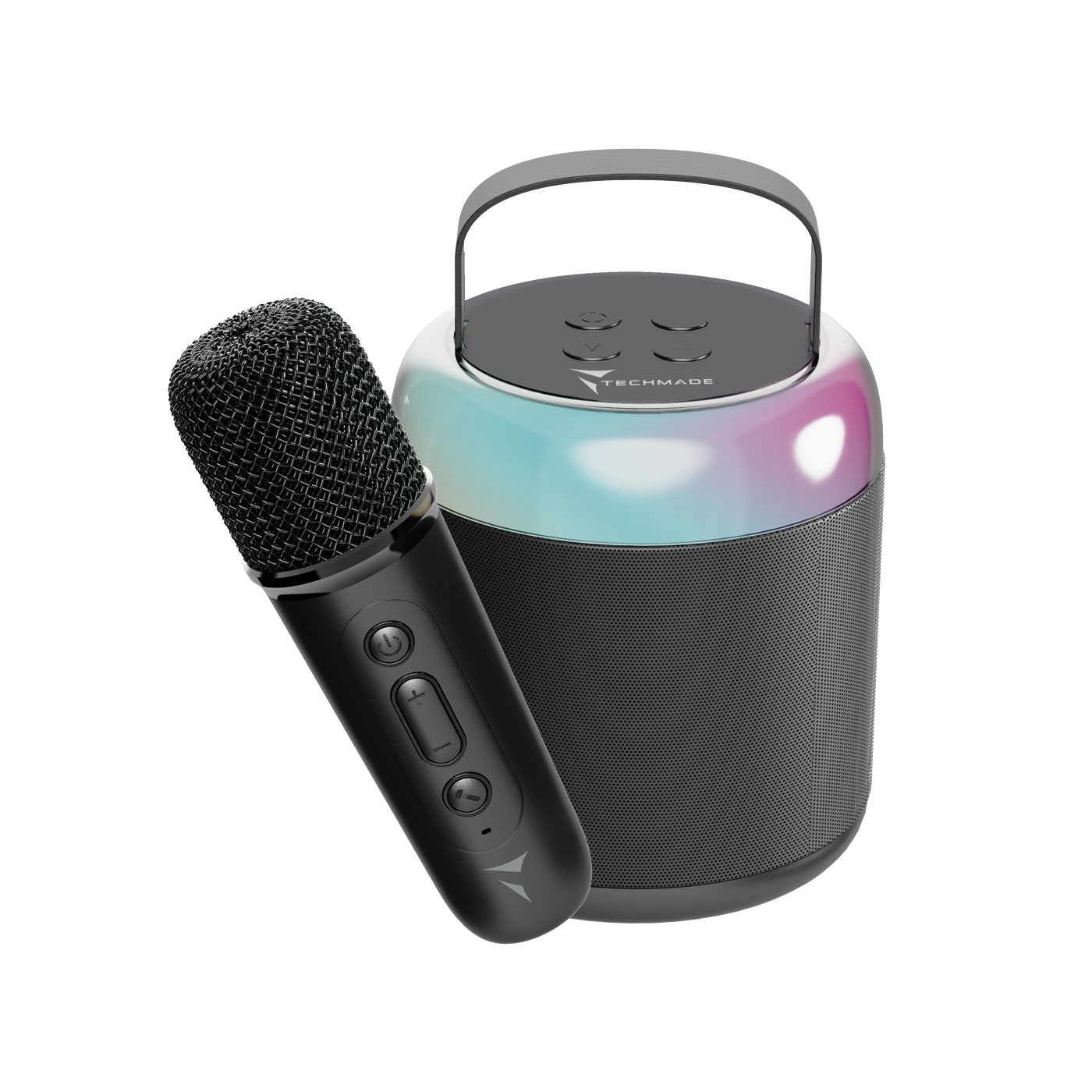 TECHMADE SPEAKER KARAOKE BLUETOOTH PORTATILE CON MIC. LED NERO