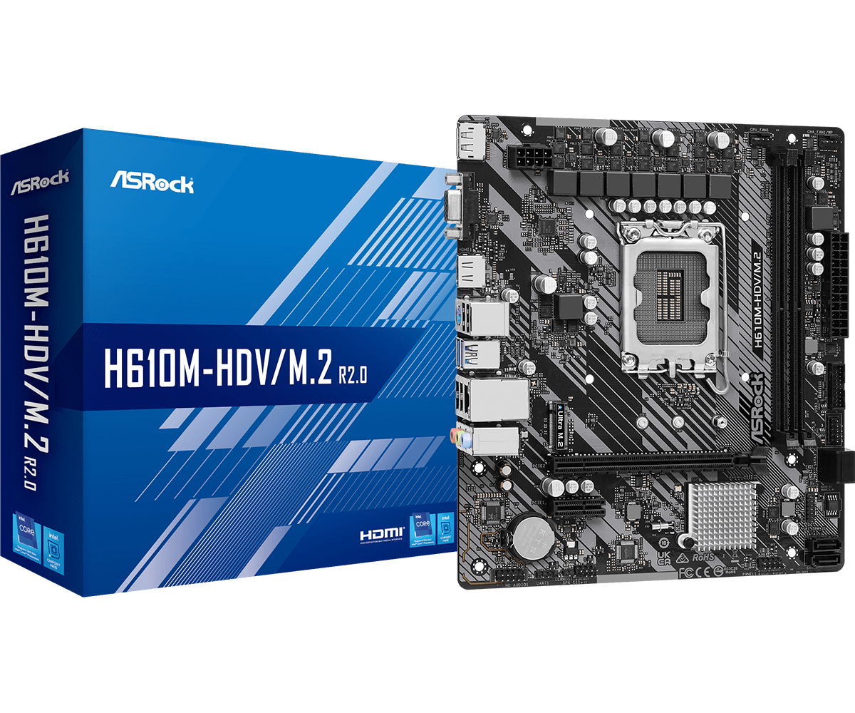 ASROCK MB 1700 12/13/14°GEN. H610M-HDV/M.2 R2.0 2xDDR4 4xSATA VGA/HDMI