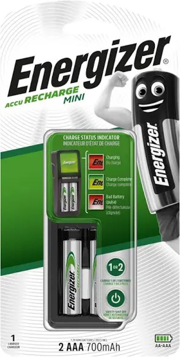 ENERGIZER CARICABATTERIE PILE RICARICABILI AA/AAA 2POSTI +2MINISTILO